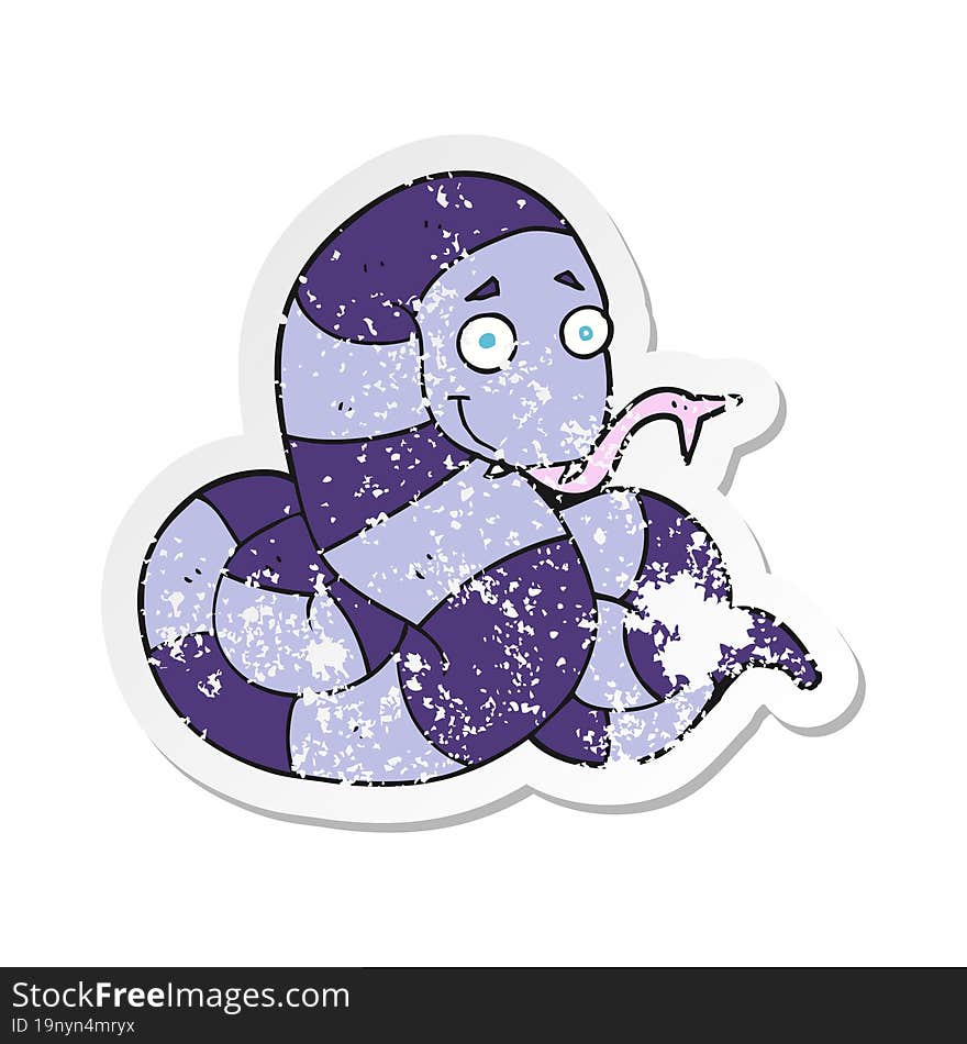 retro distressed sticker of a cartoon snake