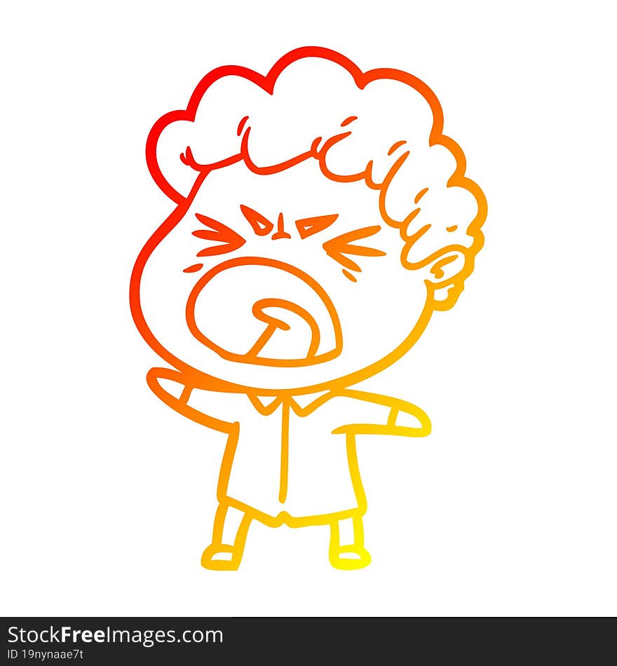 warm gradient line drawing cartoon furious man