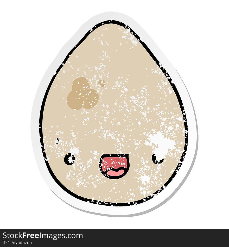 distressed sticker of a cartoon egg