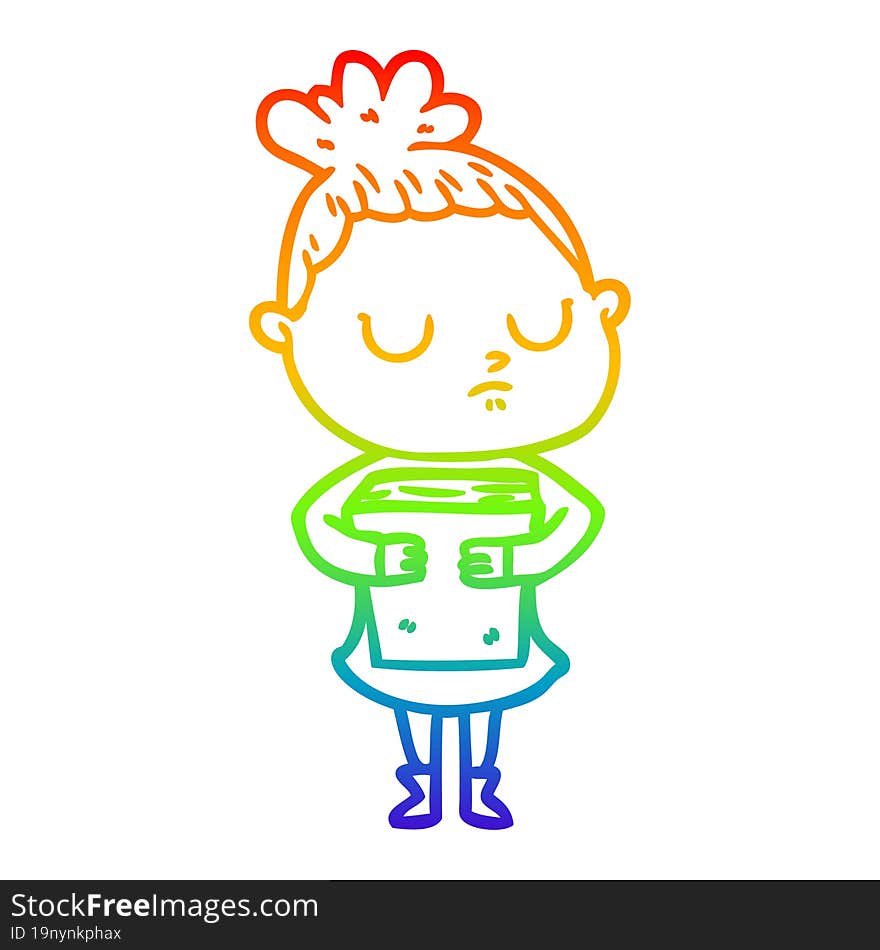 rainbow gradient line drawing cartoon calm woman