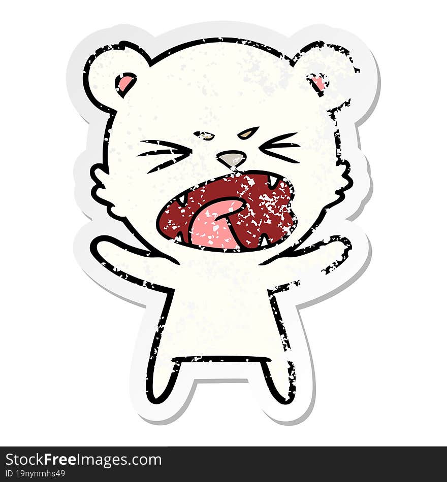 distressed sticker of a angry cartoon polar bear