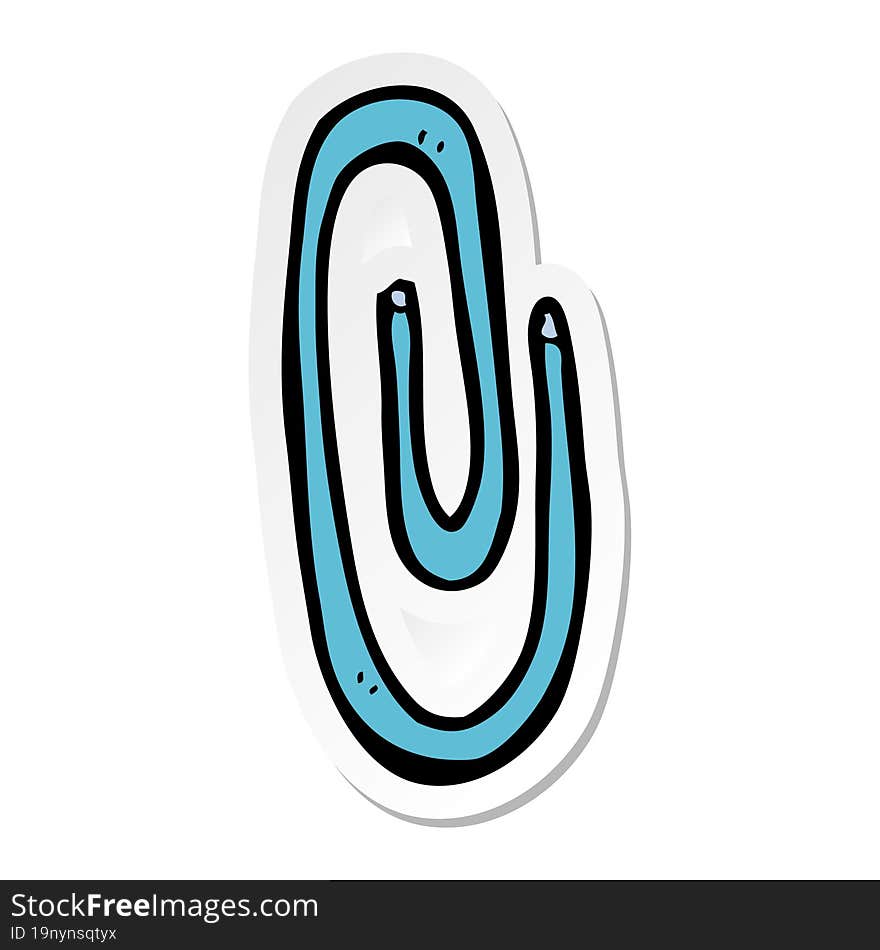 Sticker Of A Cartoon Red Paperclip