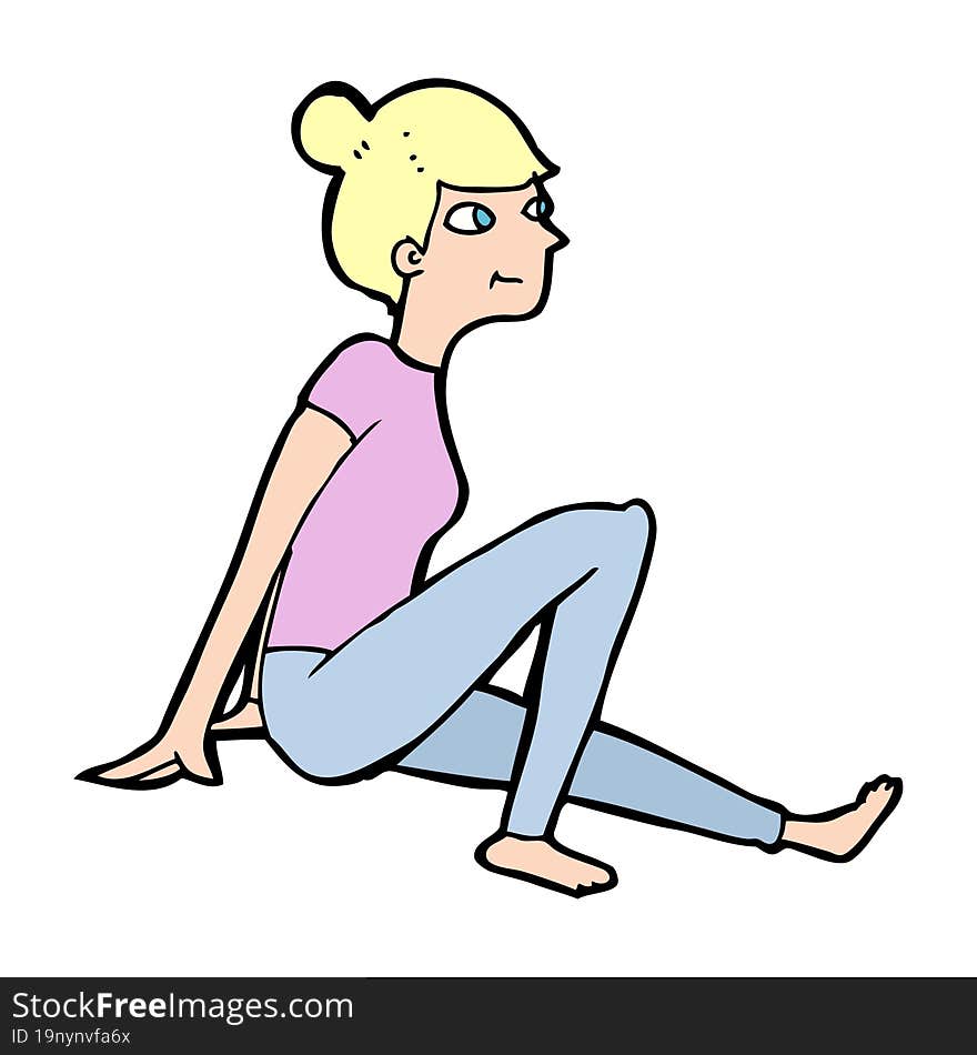 cartoon woman sitting