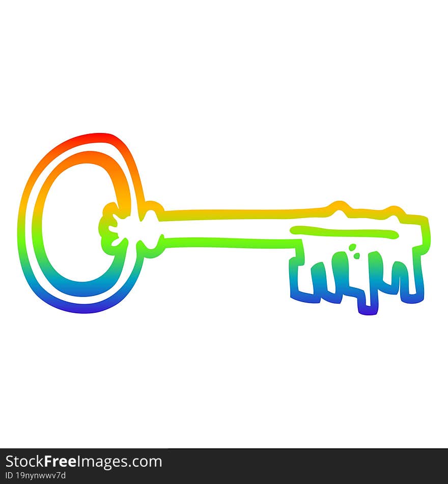 rainbow gradient line drawing cartoon old key