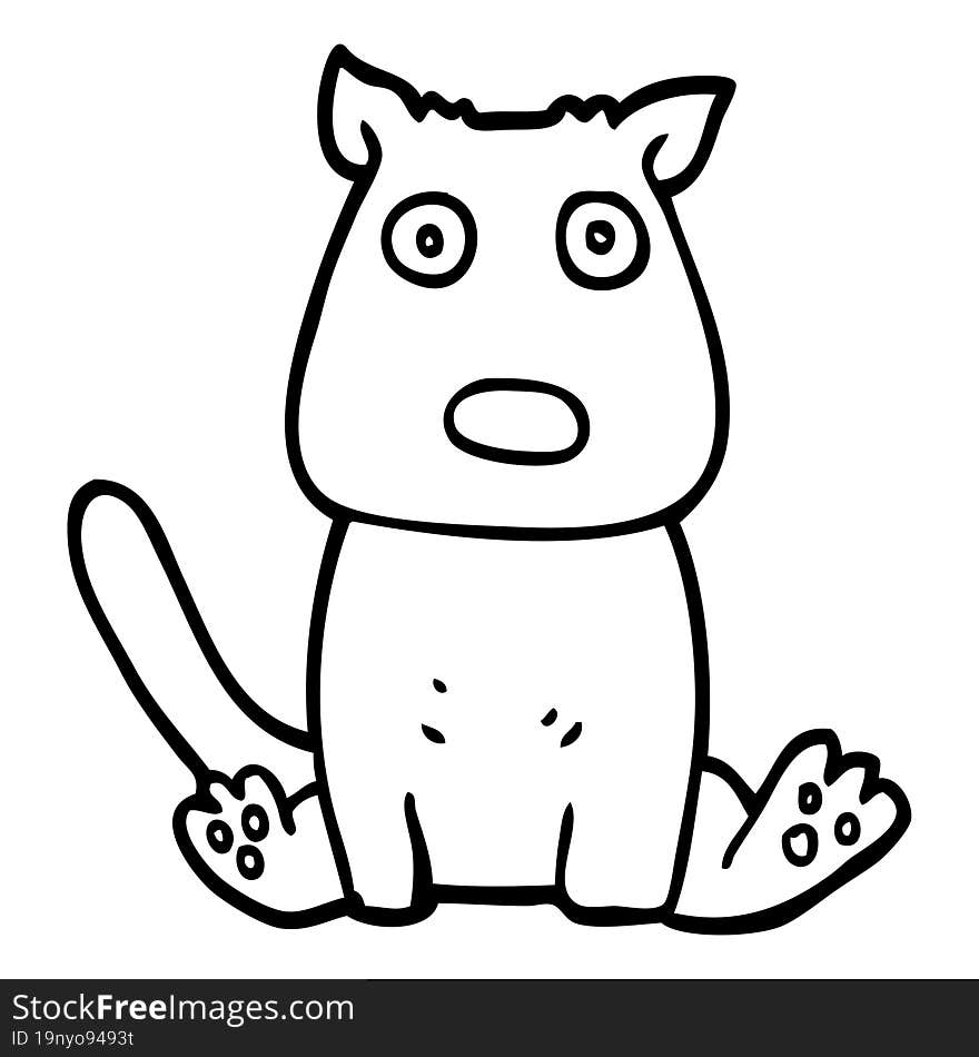 Line Drawing Cartoon Calm Dog