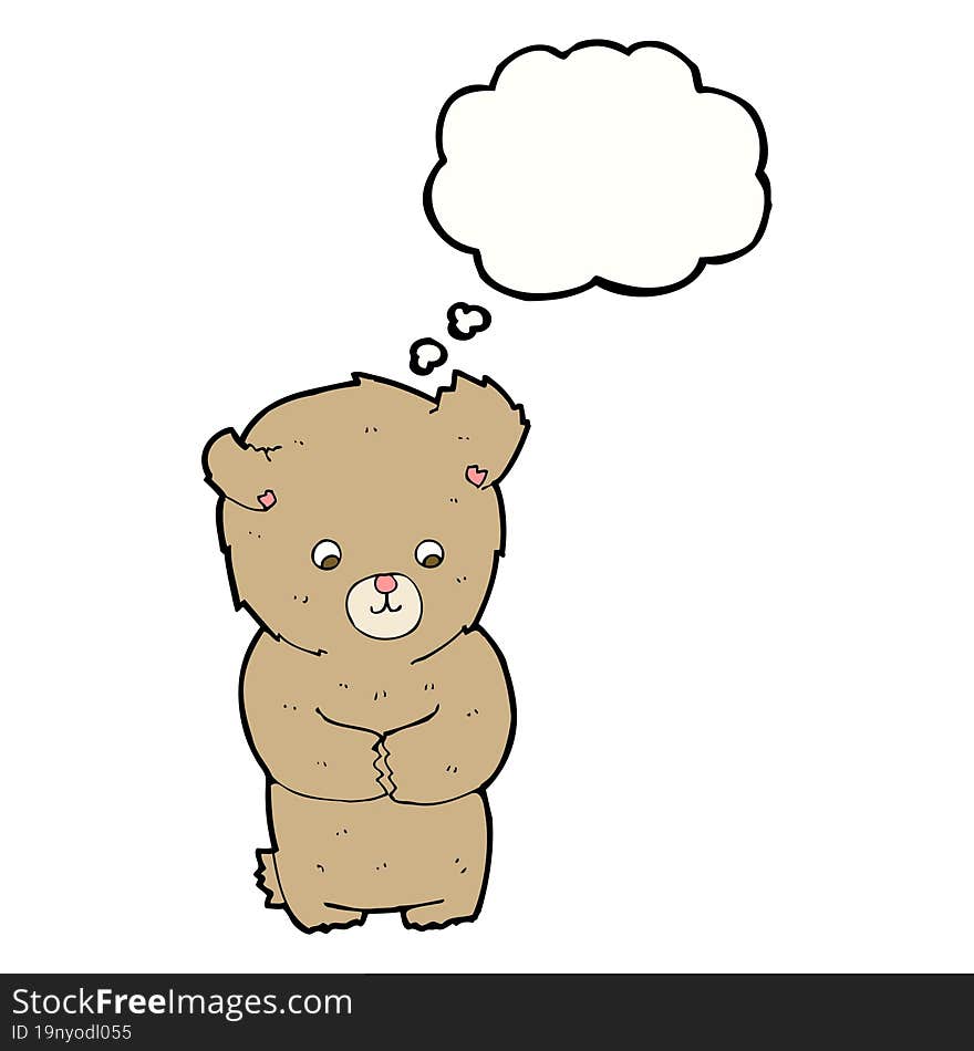 cute cartoon teddy bear with thought bubble