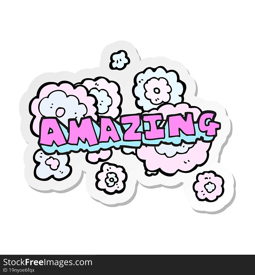 sticker of a cartoon amazing word