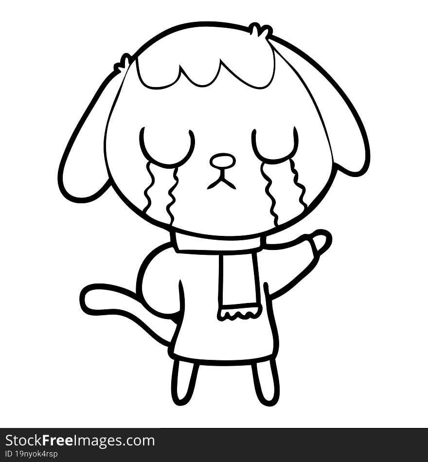 cute cartoon dog crying. cute cartoon dog crying