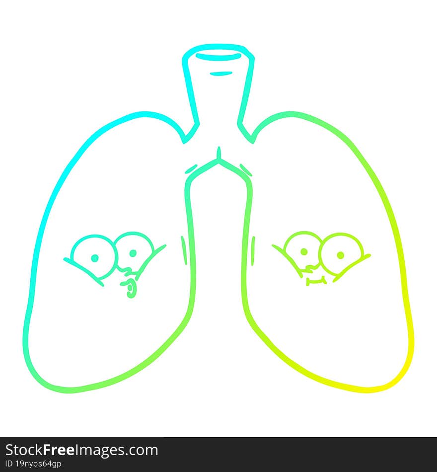 cold gradient line drawing cartoon lungs