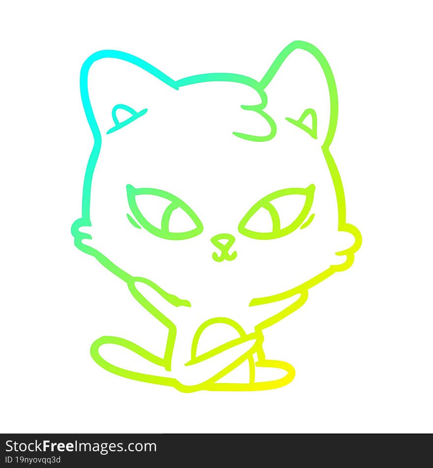 Cold Gradient Line Drawing Cute Cartoon Cat