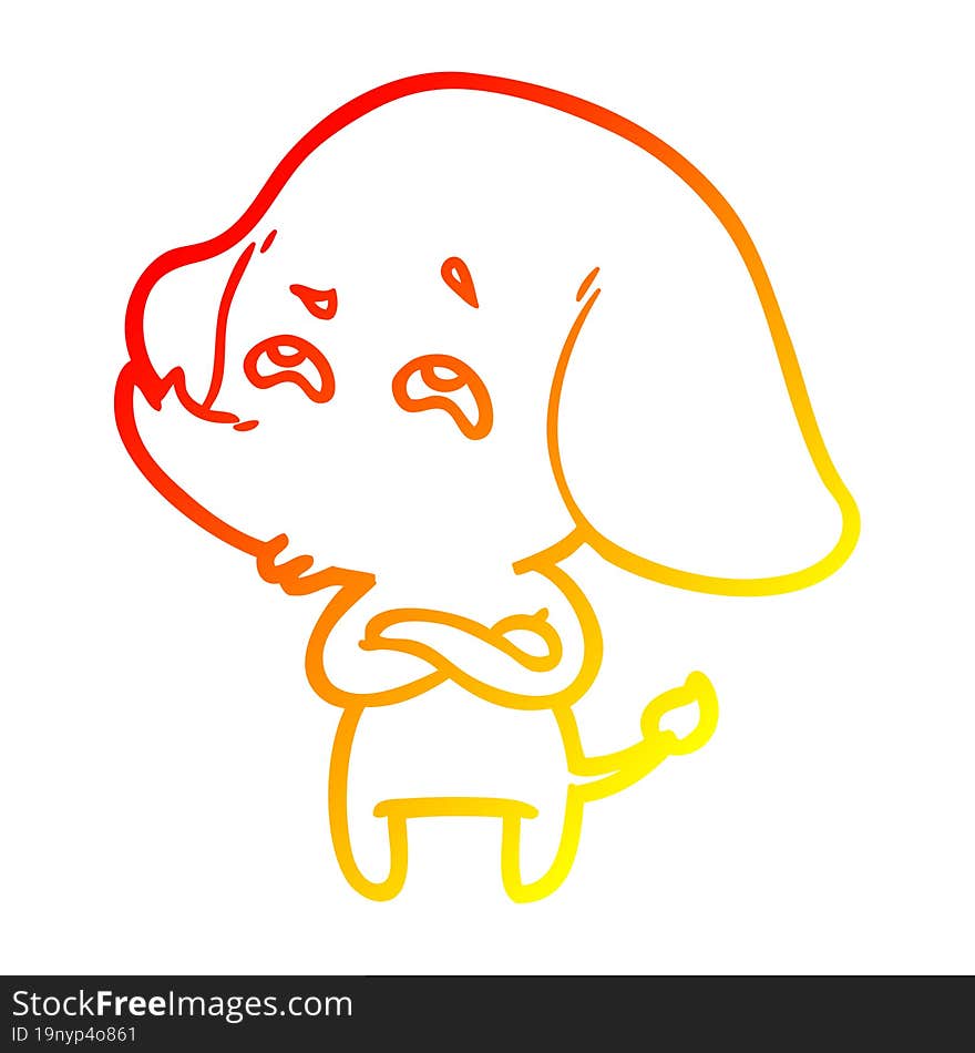 Warm Gradient Line Drawing Cartoon Elephant Remembering