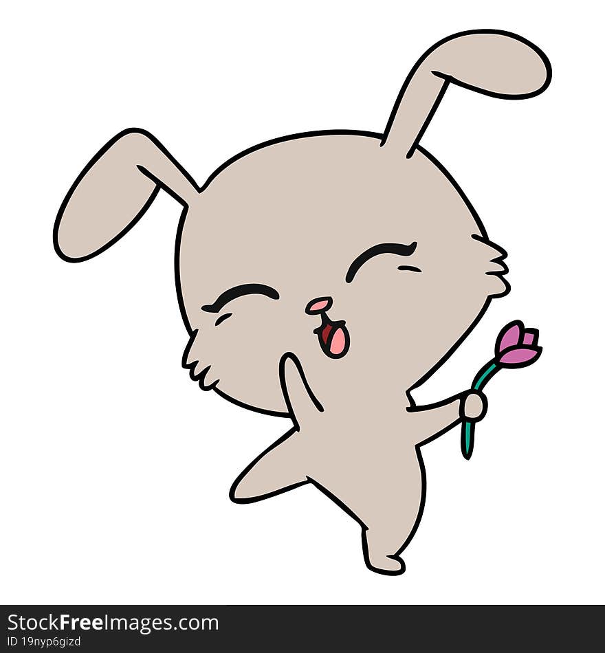 freehand drawn cartoon of cute kawaii bunny