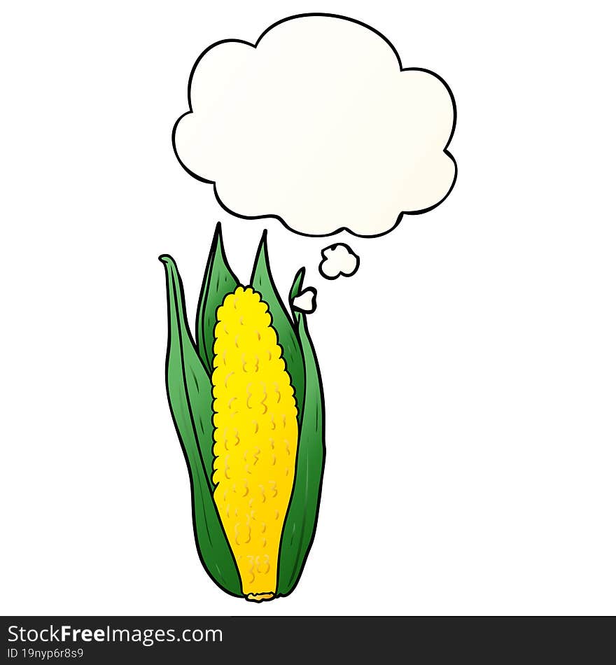 Cartoon Corn And Thought Bubble In Smooth Gradient Style