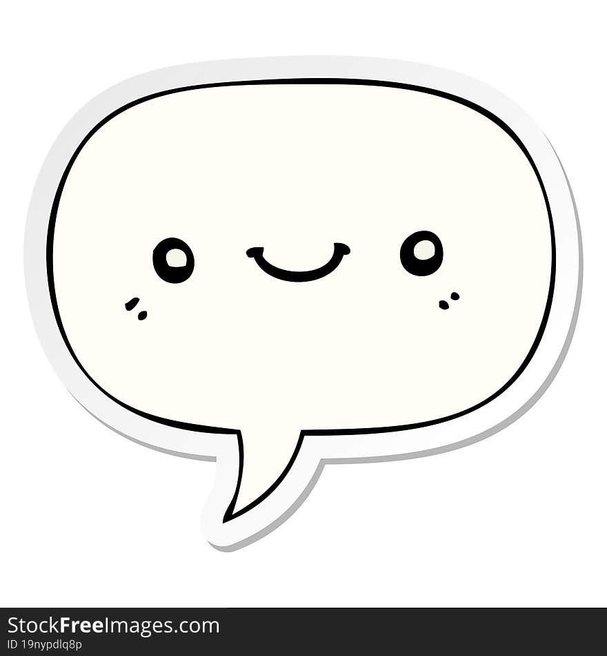 Cartoon Cute Happy Face And Speech Bubble Sticker