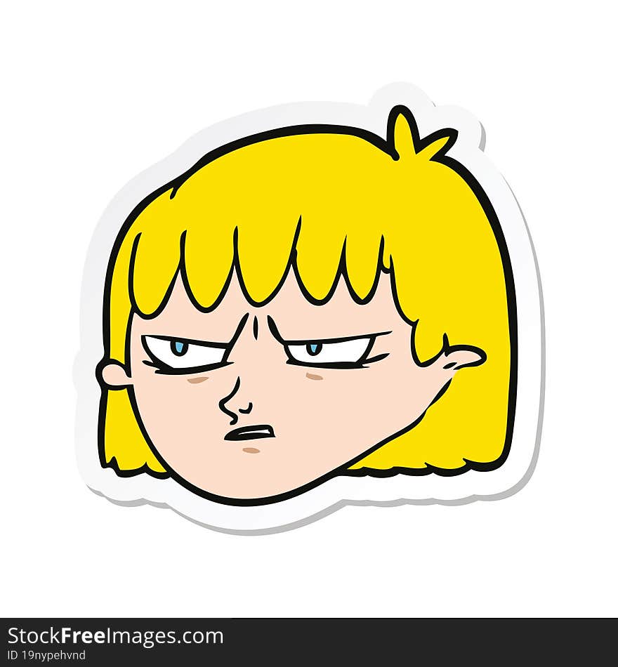 sticker of a cartoon angry woman