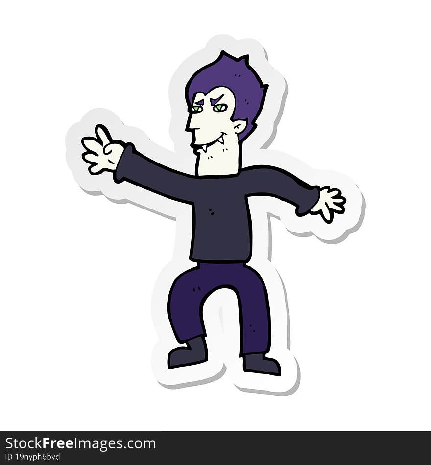 sticker of a cartoon vampire man