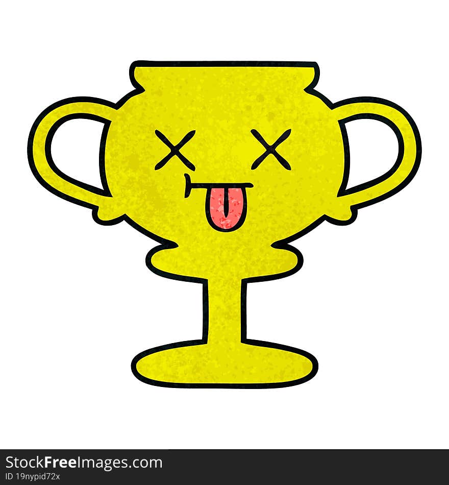 retro grunge texture cartoon trophy