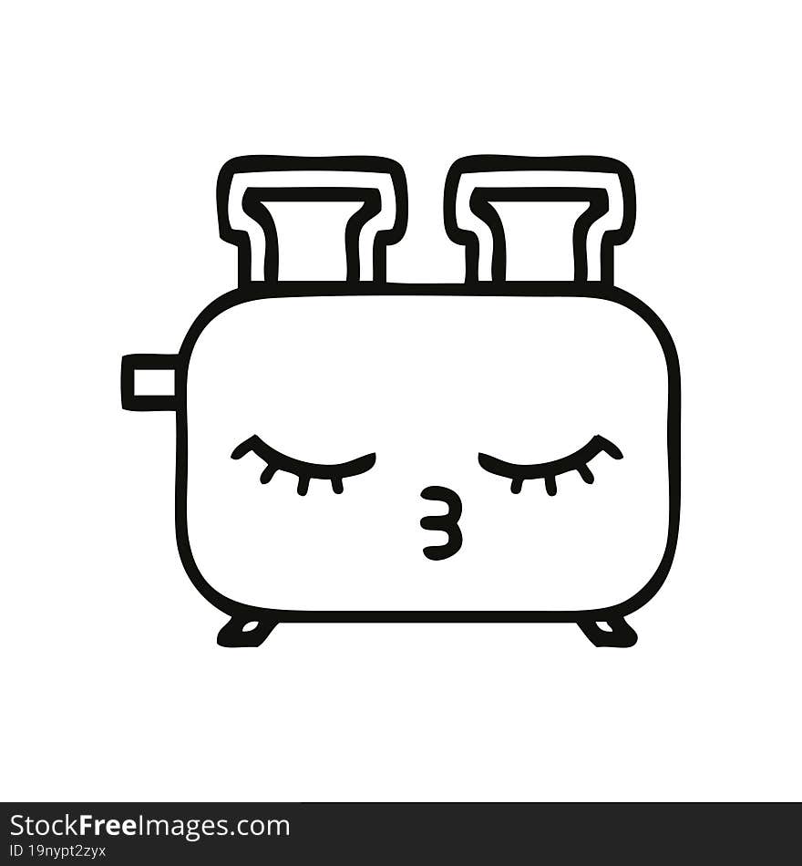 line drawing cartoon of a of a toaster