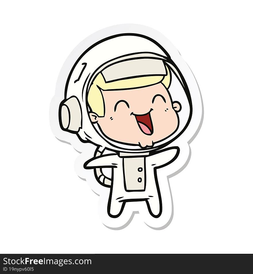 Sticker Of A Happy Cartoon Astronaut