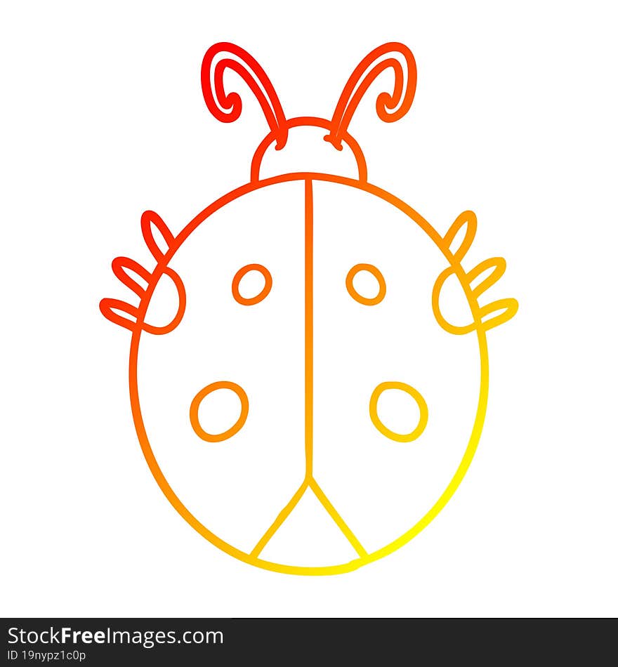 warm gradient line drawing cartoon ladybug