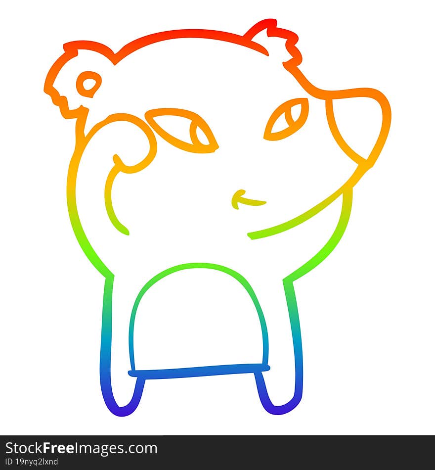 rainbow gradient line drawing cute cartoon bear