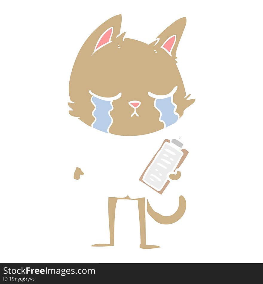 crying flat color style cartoon business cat