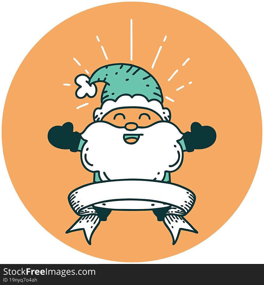 icon of tattoo style happy santa claus christmas character