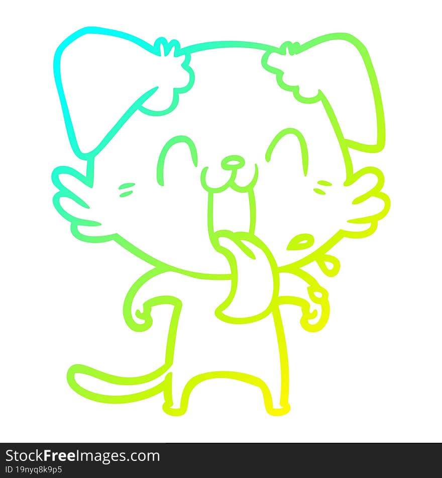 cold gradient line drawing cartoon panting dog