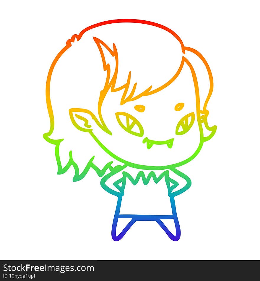 rainbow gradient line drawing cartoon friendly vampire girl