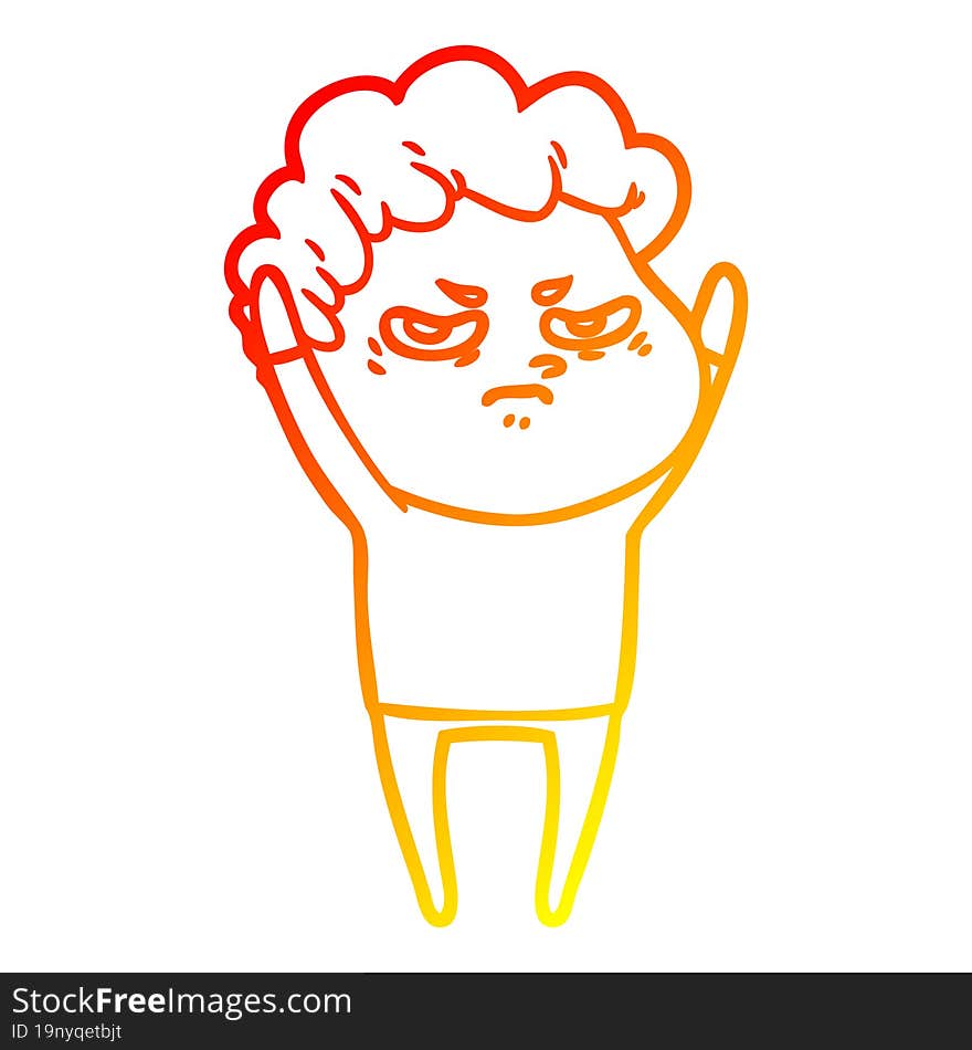 warm gradient line drawing cartoon angry man