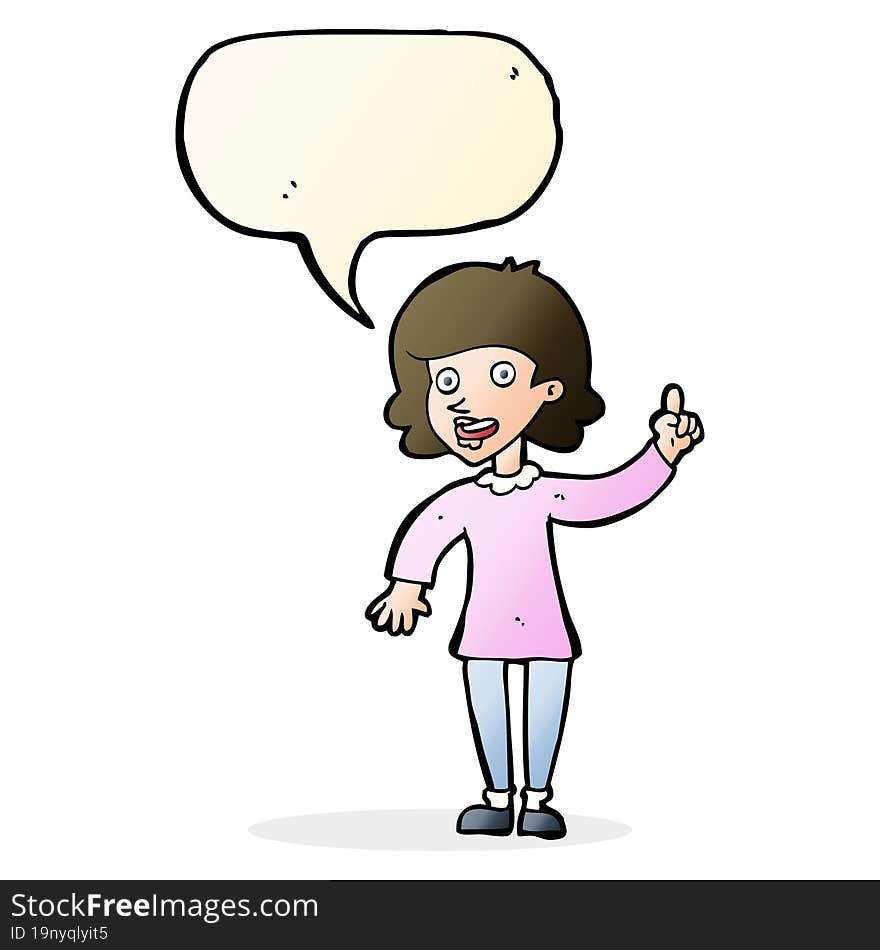 cartoon woman with idea with speech bubble