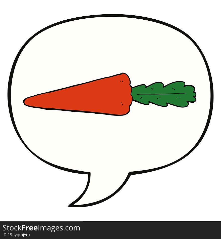 cartoon carrot with speech bubble. cartoon carrot with speech bubble