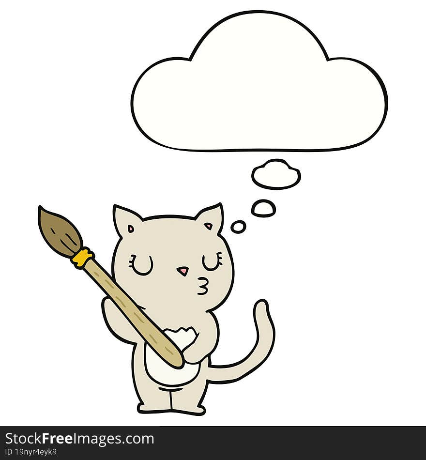 cute cartoon cat and thought bubble