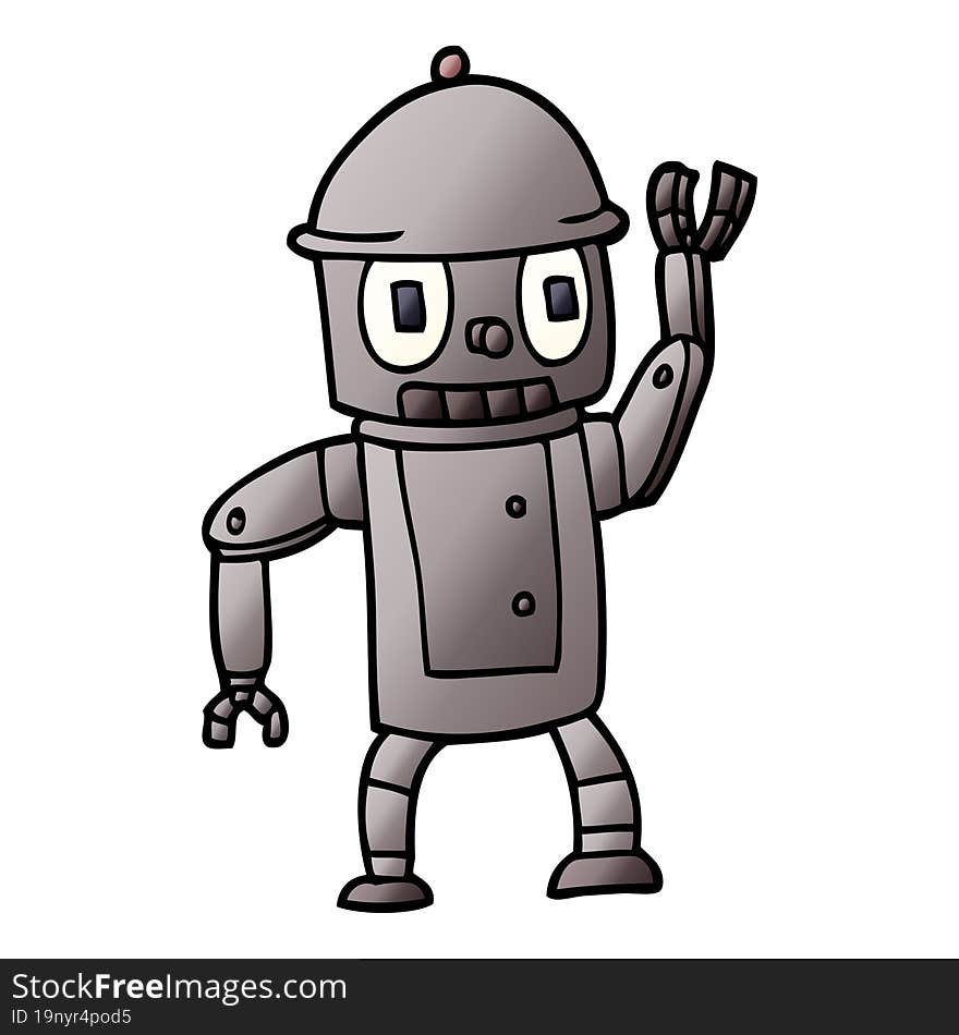 Cartoon Doodle Robot Waving