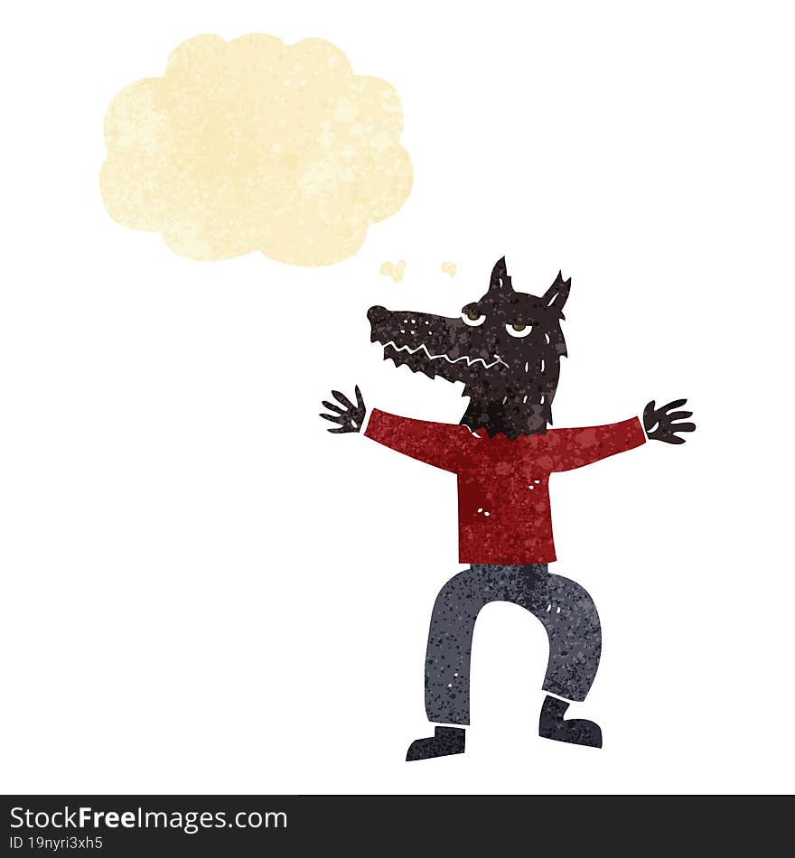 Cartoon Wolf Man With Thought Bubble