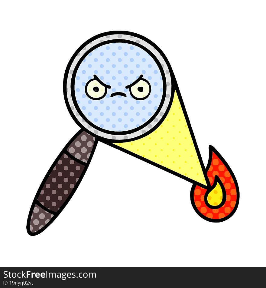 comic book style cartoon magnifying glass