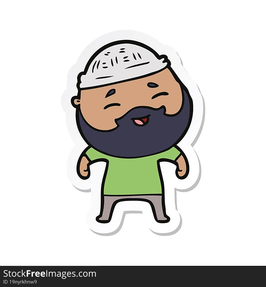 sticker of a cartoon happy bearded man