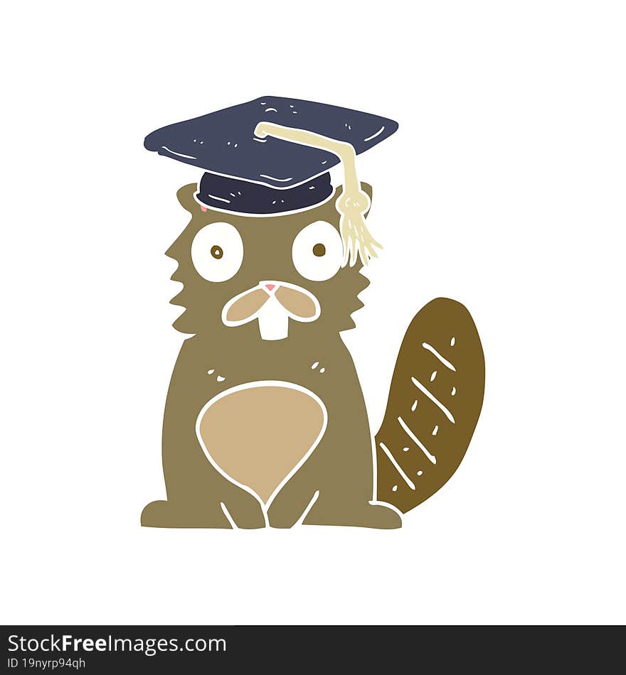 flat color illustration of beaver graduate. flat color illustration of beaver graduate