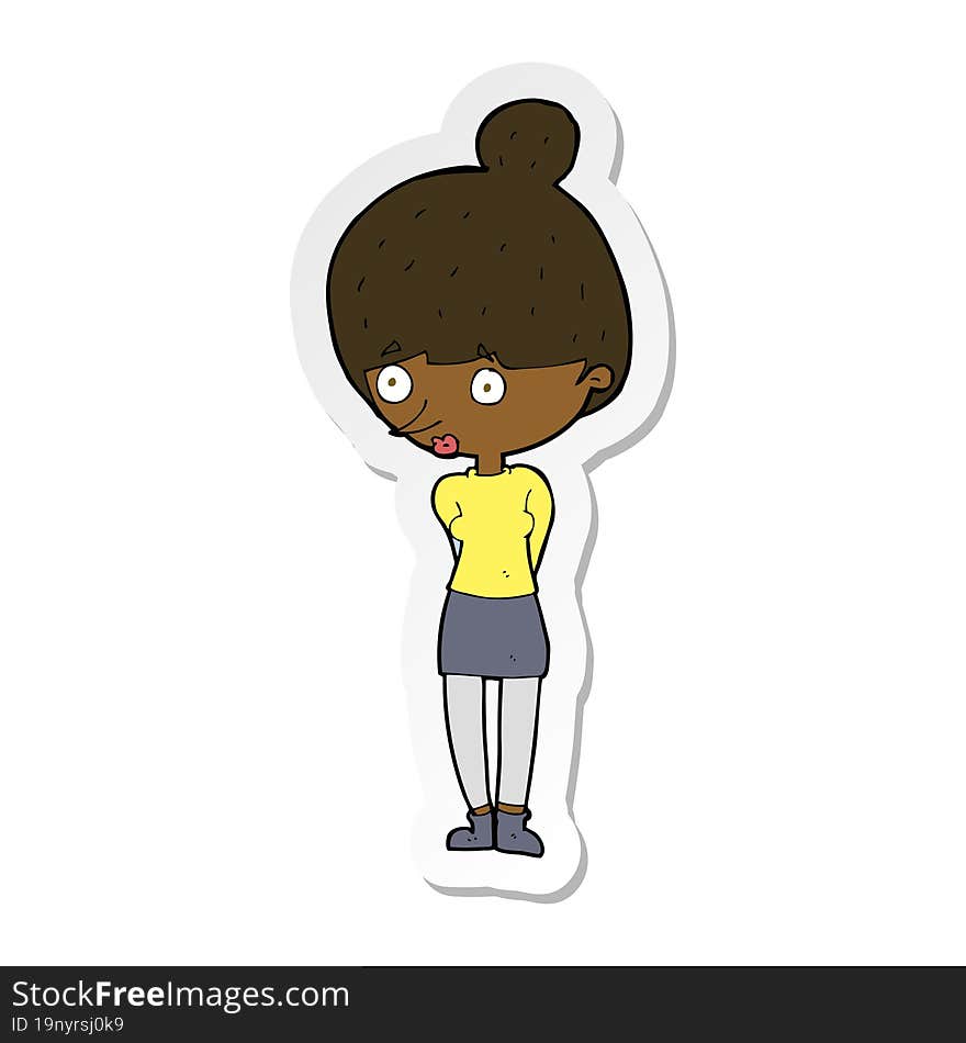 sticker of a cartoon woman staring