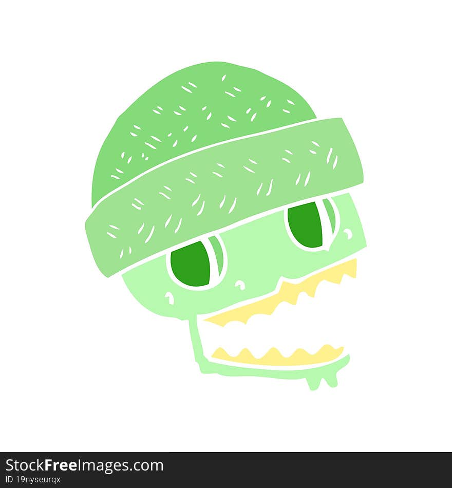 flat color illustration of a cartoon skull wearing hat