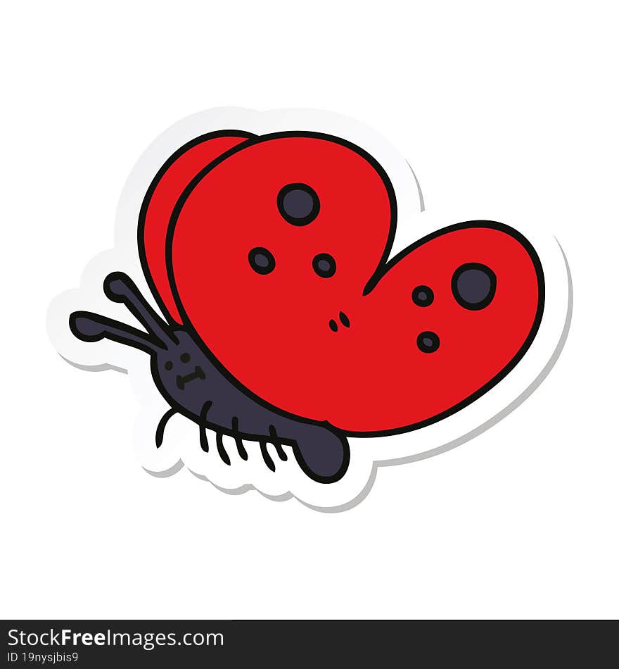 sticker of a quirky hand drawn cartoon butterfly