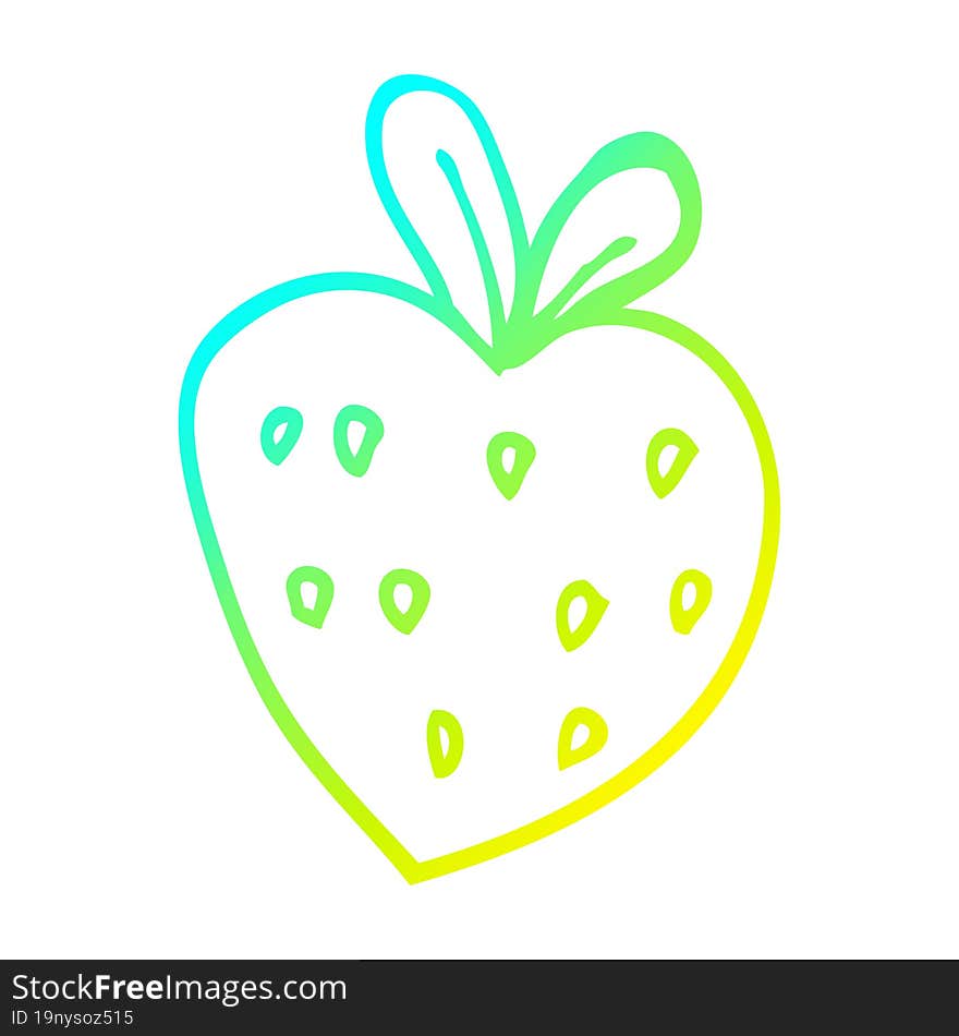 cold gradient line drawing cartoon strawberry fr