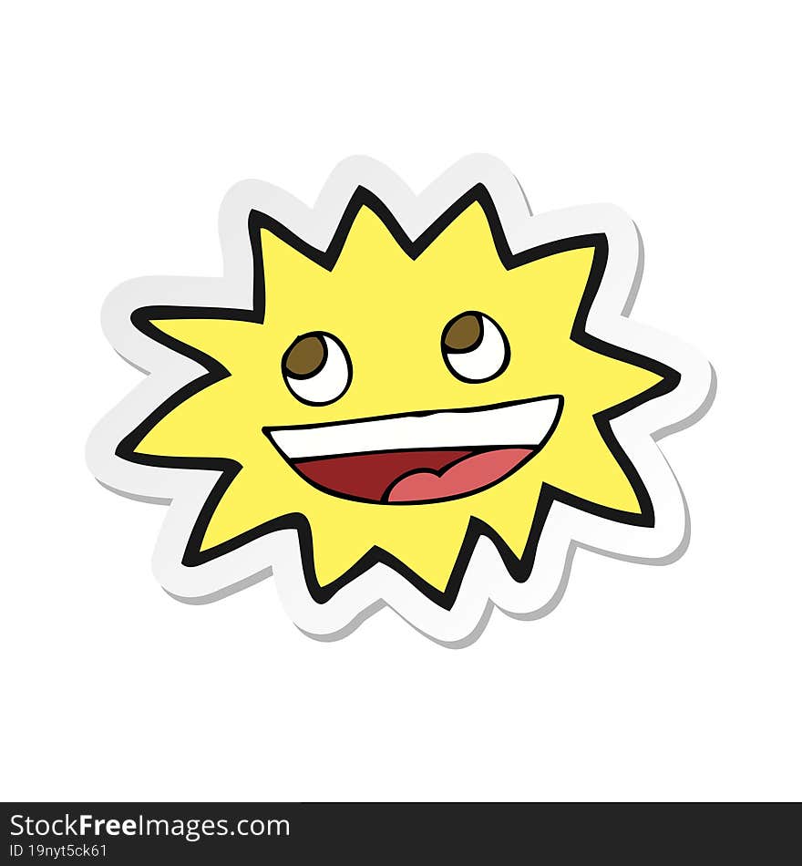 sticker of a cartoon star with face