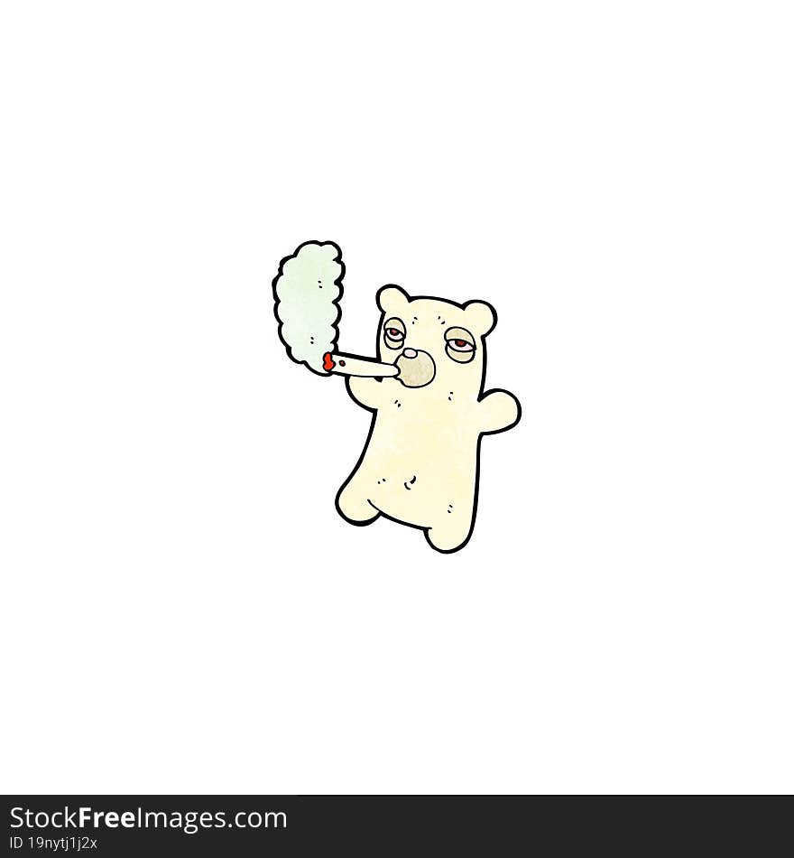 Cartoon Polar Bear Smoking Cigarette