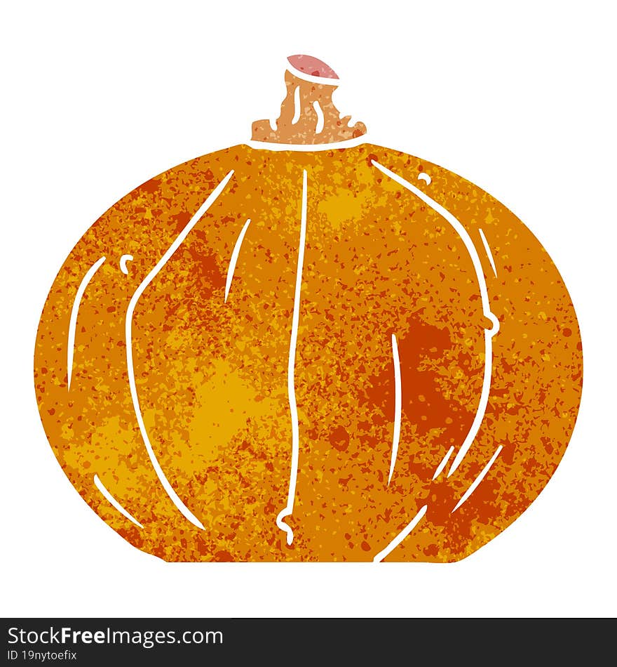 retro cartoon doodle of a pumpkin