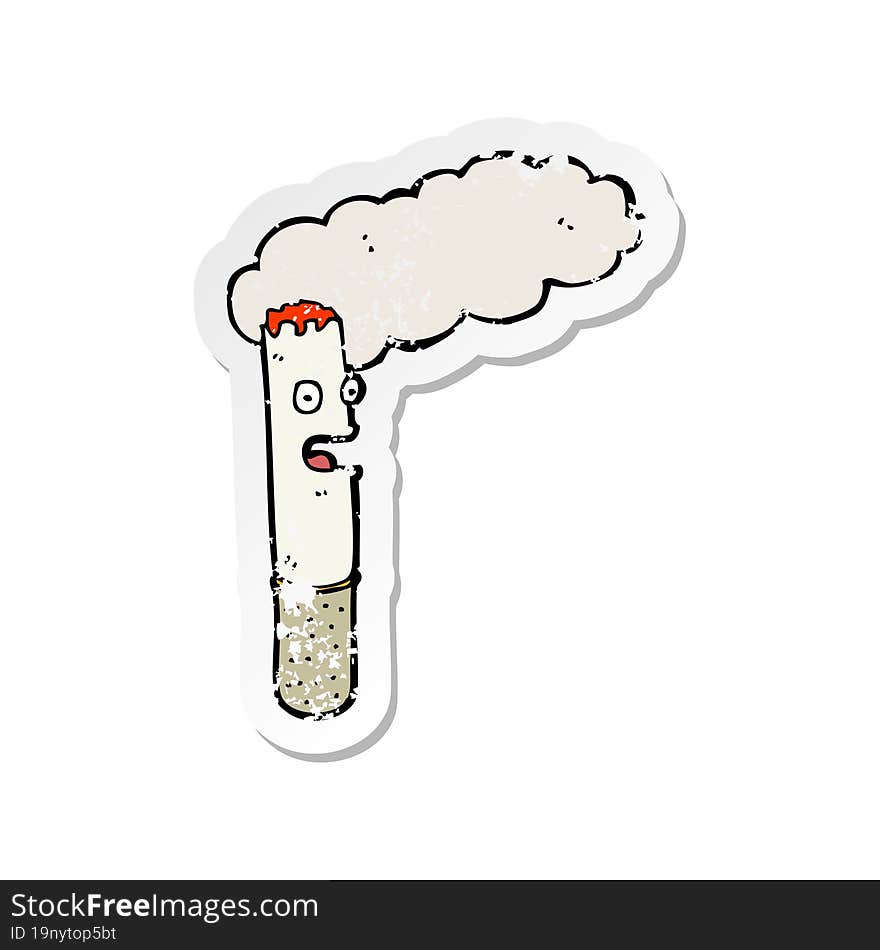 Retro Distressed Sticker Of A Cartoon Cigarette