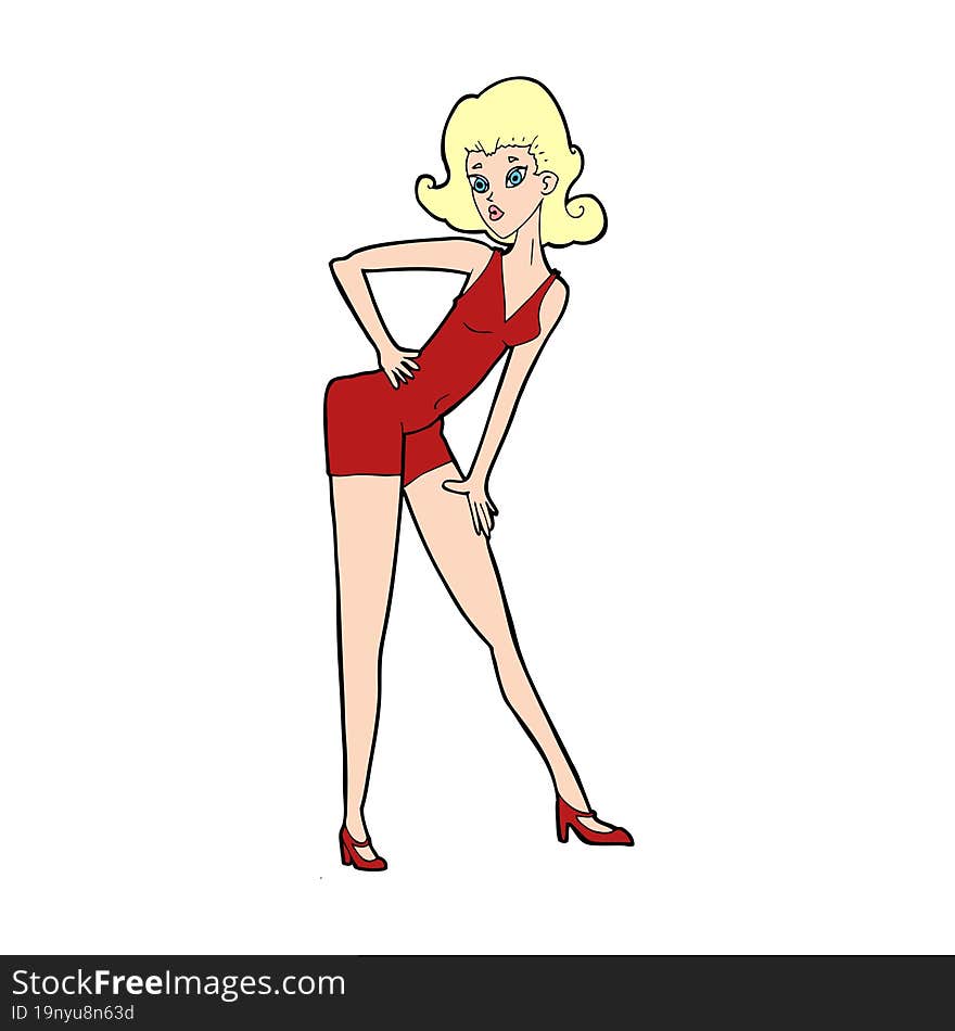 cartoon model woman posing