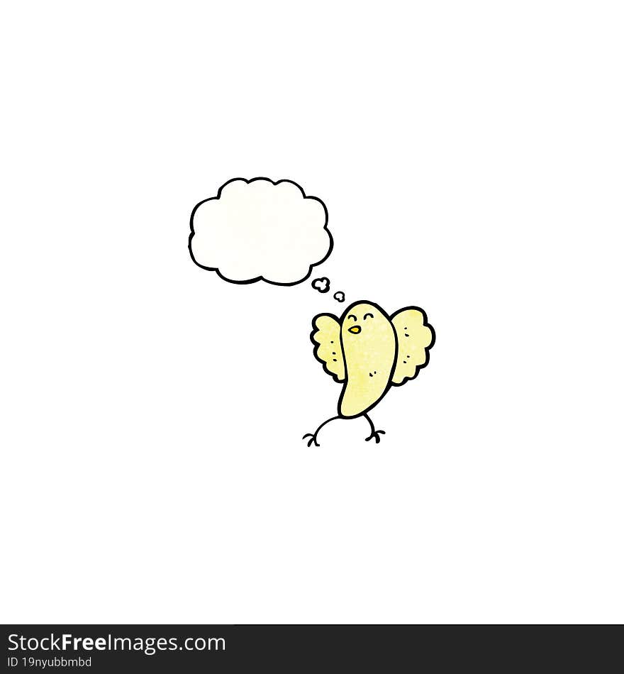 Cartoon Funny Bird With Thought Bubble