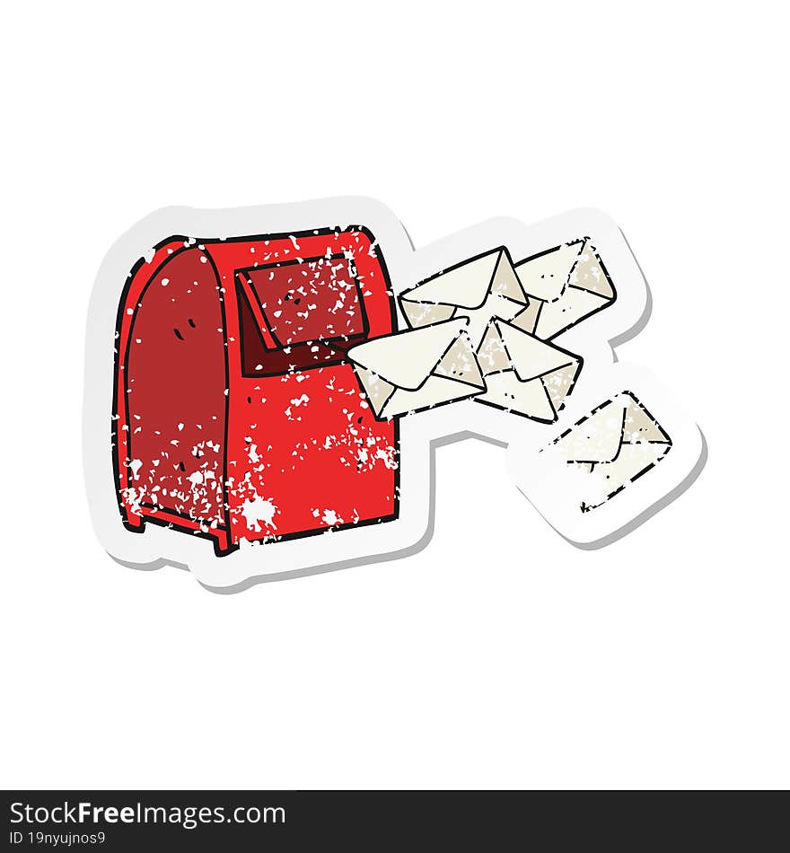 Retro Distressed Sticker Of A Cartoon Mailbox