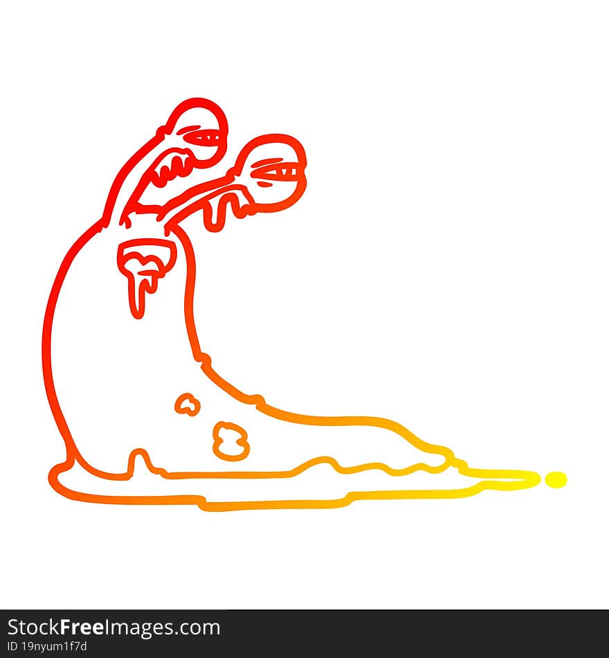 warm gradient line drawing gross cartoon slug